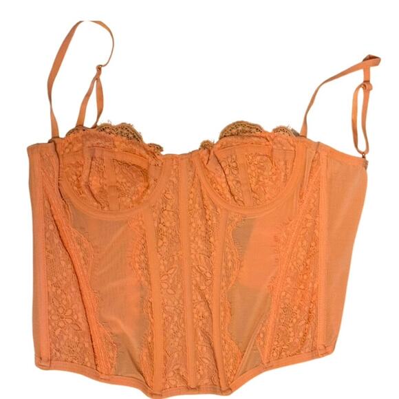 Out From Under Lace Corset in Coral (XS) - Picture 5 of 5